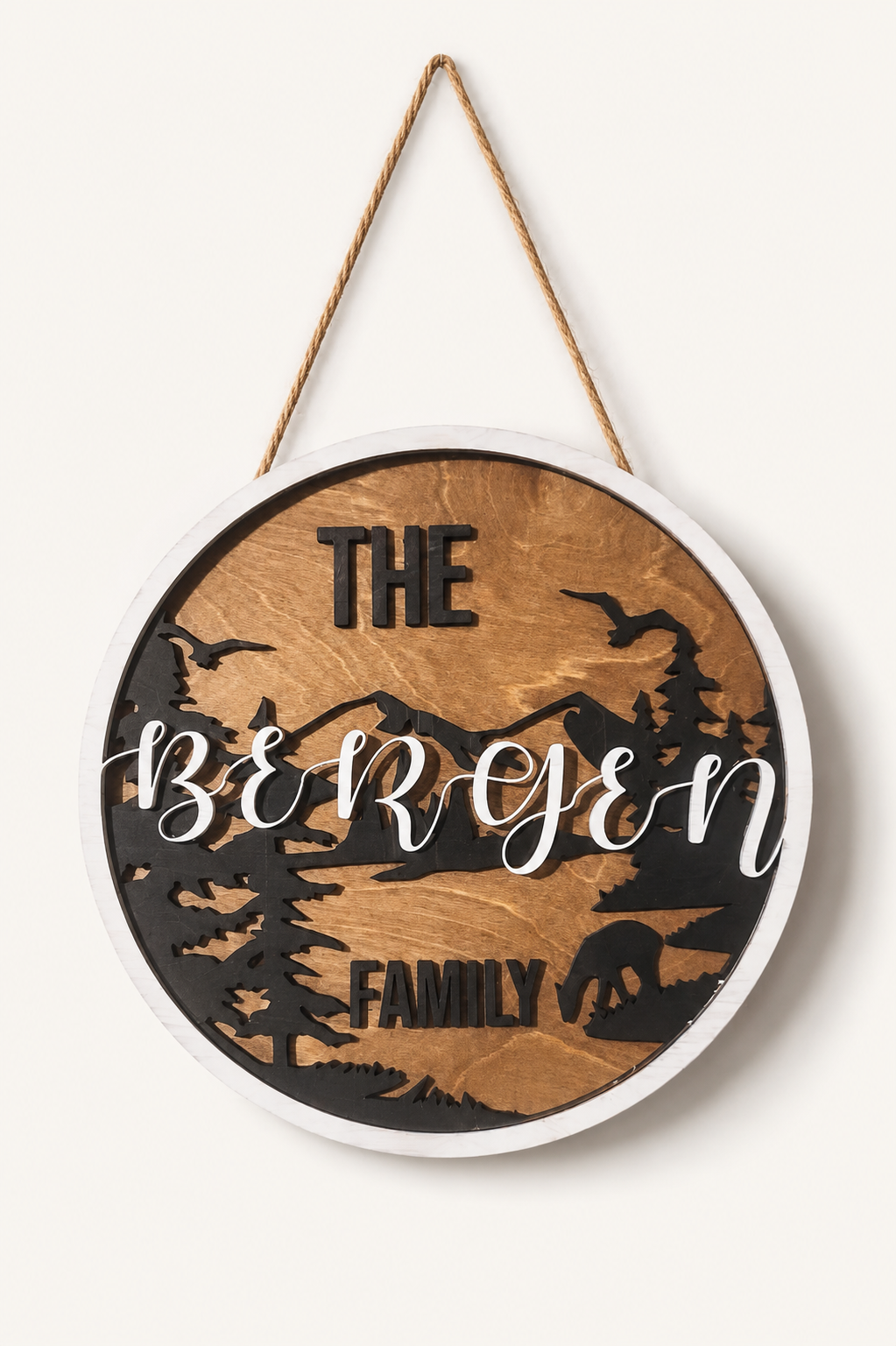 The Bergen Family — laser engraved wood