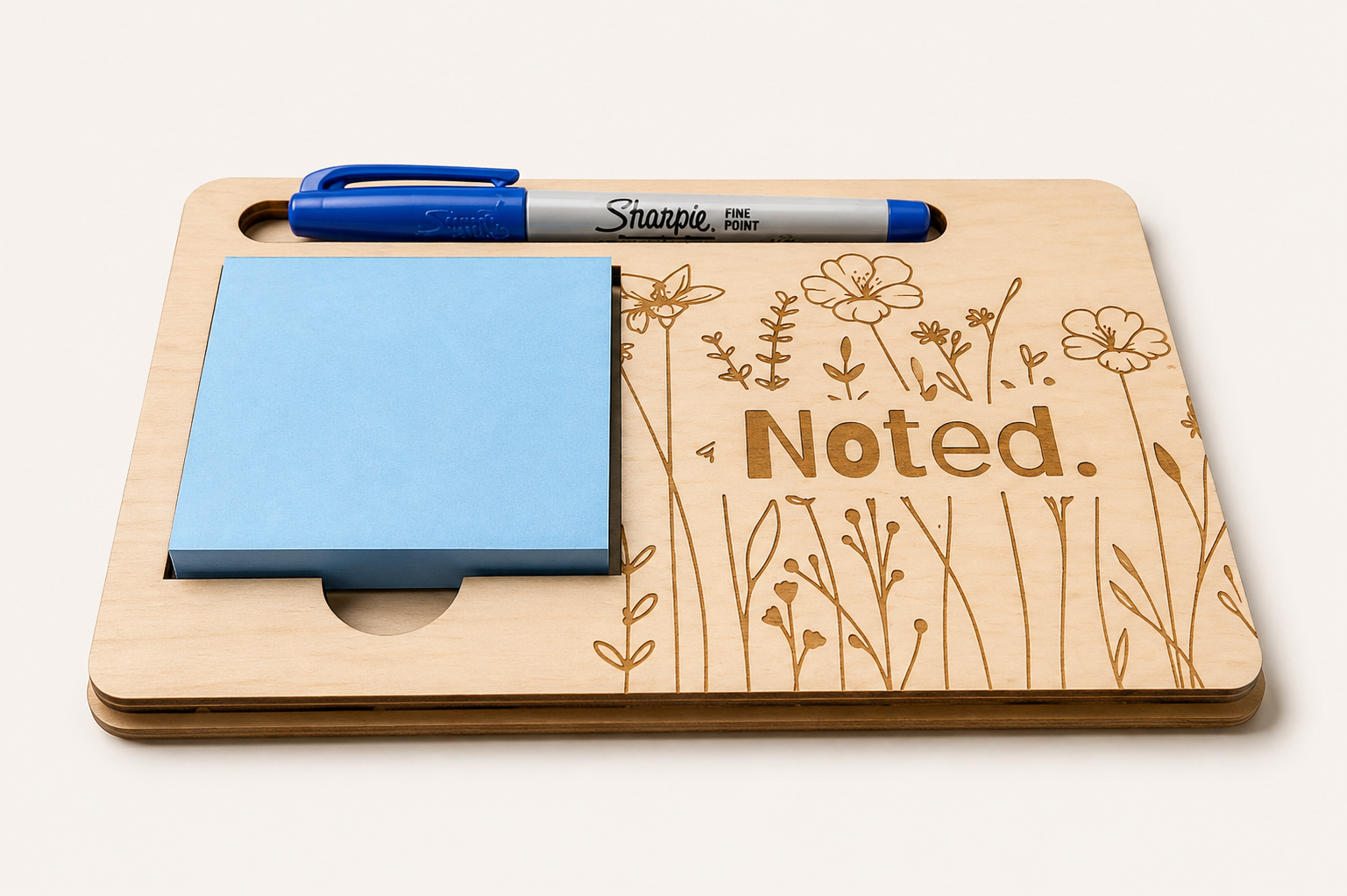 Noted. — laser engraved wood
