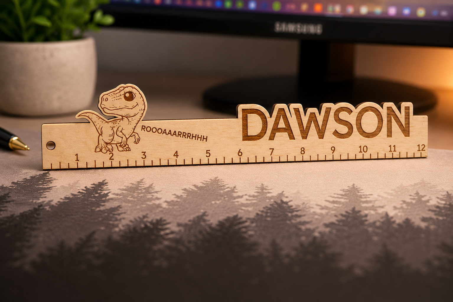 Dawson Ruler — laser engraved wood
